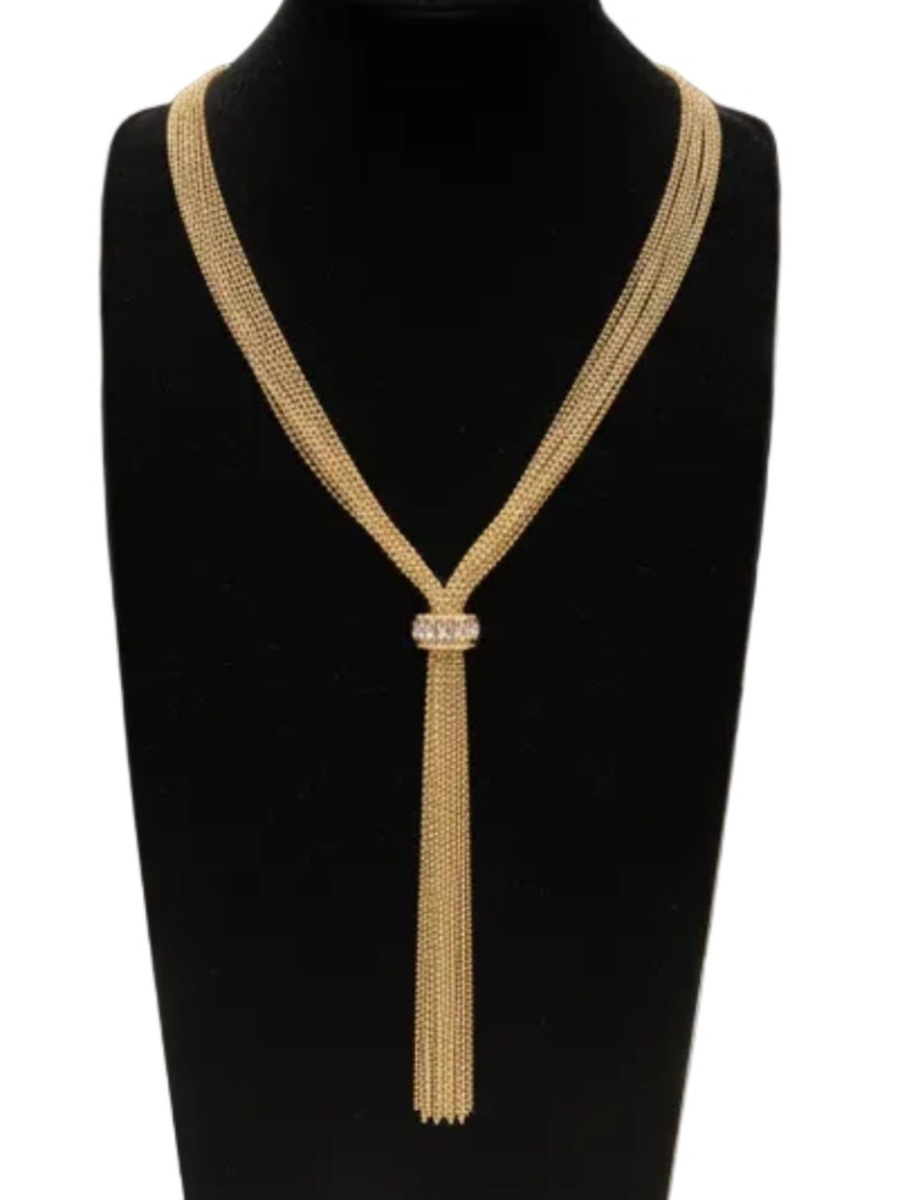 Nicole Miller Womens Gold Tone Multi-Chain Pendant Necklace With Tassel